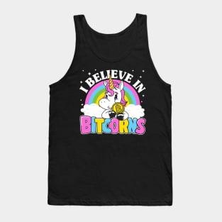 I Believe In Bitcorns Cute Vintage Bitcoin Unicorn Funny BTC Gift Tank Top